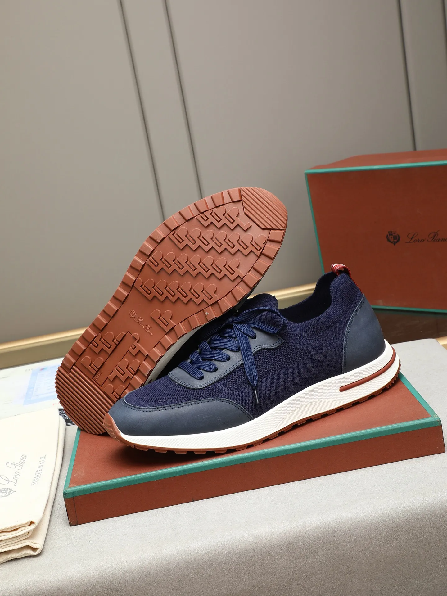 Men's shoes 💰420 LP new product on sale Loro Piana knitted sneakers | Made of Wish wool blended fabric | The upper is made of unique knitted fabrics